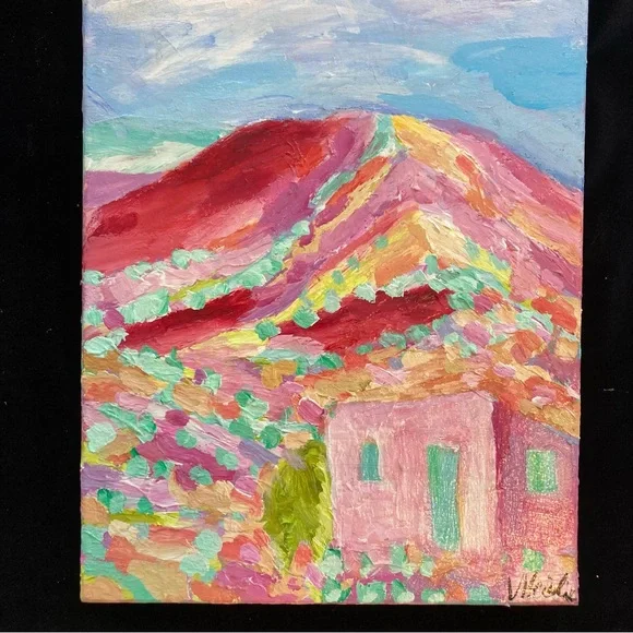 Pink Casa In Southwest”“An Original art AcrylicPainting 16”x12”x1.5” Original
